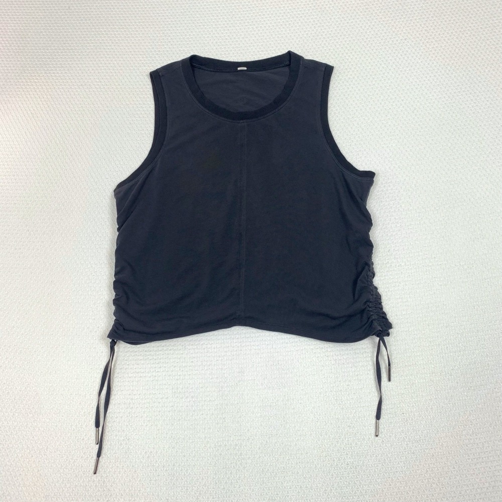 Lululemon Cinched Hem Tank Top Black Adjustable Drawstring Sleeveless Top Sz 6 S